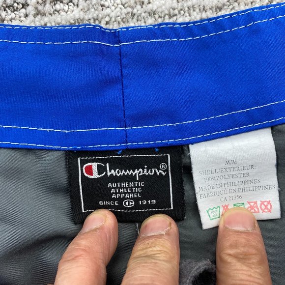 Champion Swim Trunks Men Medium M Gray Blue Bathing Suit Board Shorts Embroider - Picture 6 of 12